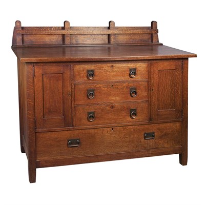 Lot 350 - American Arts and Crafts Oak Sideboard In the...