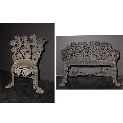 Lot 109 - Cast Iron Bench and Side Chair en Suite