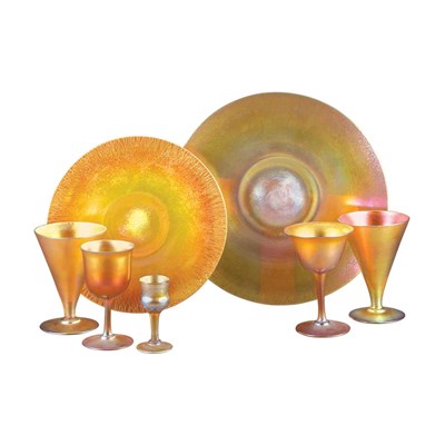 Lot 356 - Group of Quezal Glass Articles Circa 1923...