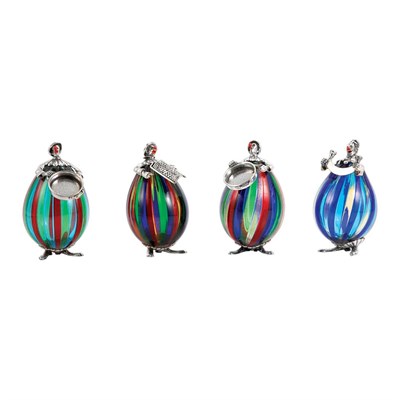 Lot 311 - Set of Twelve Italian Silver Mounted Striped...