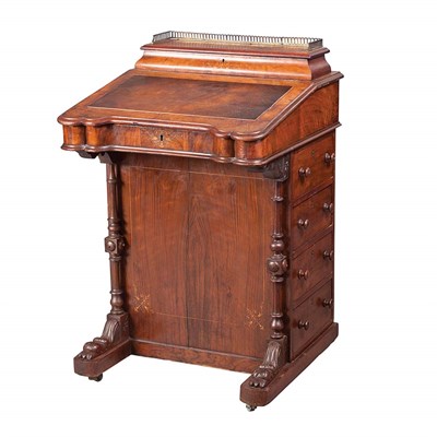 Lot 219 - Victorian Inlaid Burl-Wood Davenport Desk 19th...