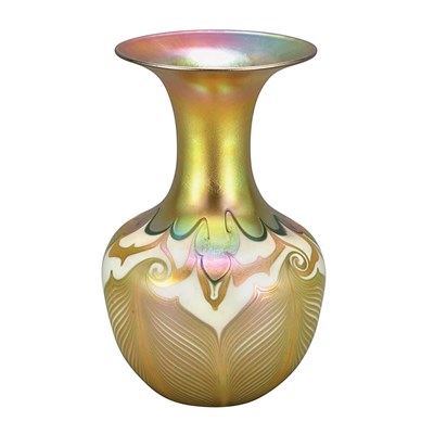 Lot 354 - Quezal Glass Vase Circa 1907 Of globular form,...