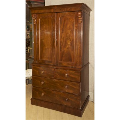 Lot 282 - English Style Mahogany Linen Press Height 7...