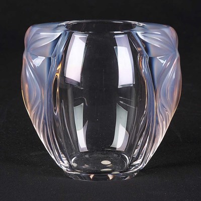 Lot 476 - Lalique Molded Glass Vase Modern Of ovoid form,...