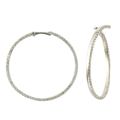Lot 640 - Pair of White Gold and Diamond Hoop Earrings