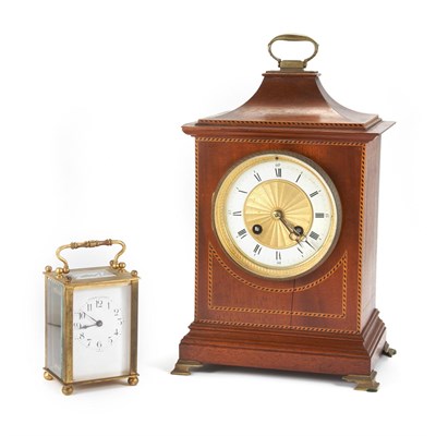 Lot 538 - French Mahogany Bracket Clock Of carriage form,...