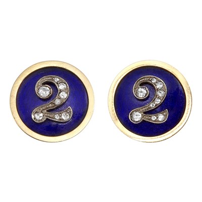 Lot 320 - Pair of Russian Enameled 18 Kt. Yellow Gold...