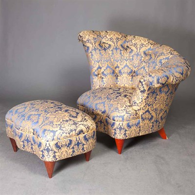 Lot 499 - Tufted Upholstered Lounge Chair and Ottoman...