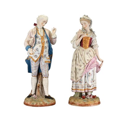Lot 529 - Pair of Victorian Painted Bisque Porcelain...