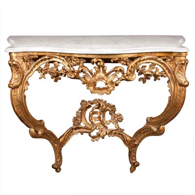 Lot 127 - Louis XV Style Gilt-Wood Console The...