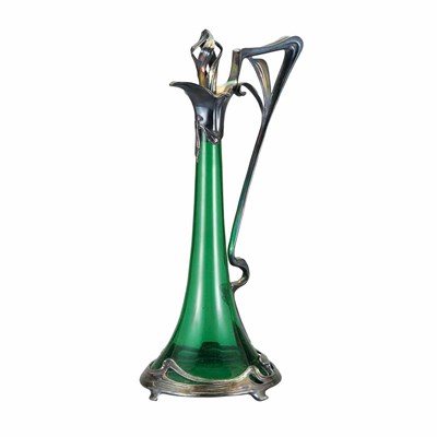 Lot 302 - Art Nouveau Metal Mounted Glass Claret Jug...