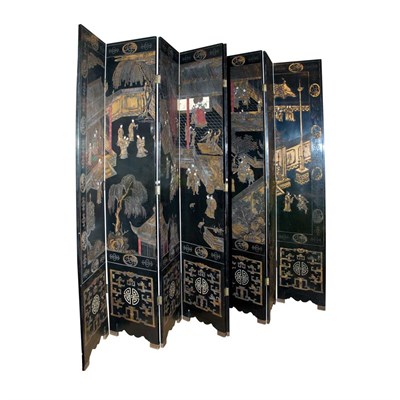 Lot 266 - Chinese Eight-Panel Screen 19th Century Height...