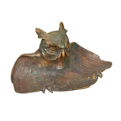 Lot 344 - Victorian Style Bronze Owl-Form Inkstand Late...