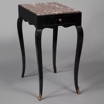 Lot 121 - Louis XV Style Marble Top Black Lacquered...