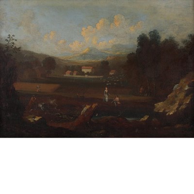 Lot 59 - German School 18th Century Pastoral Landscape...