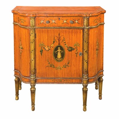 Lot 416 - Edwardian Painted Satinwood Side Cabinet...