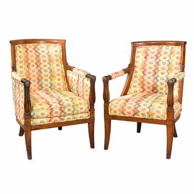 Lot 490 - Restauration Mahogany Bergere and Fauteuil en...