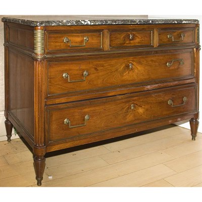 Lot 493 - Louis XVI Brass Bound Mahogany Commode Late...