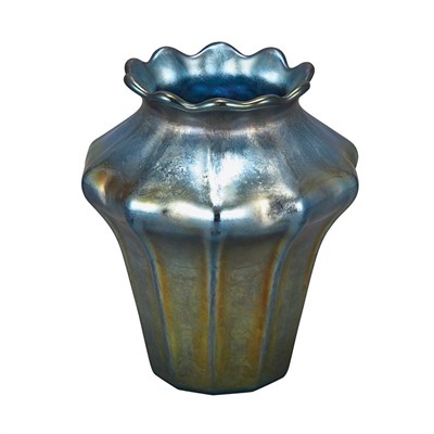 Lot 360 - Tiffany Ribbed Favrile Glass Cabinet Vase...
