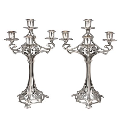 Lot 303 - Pair of WMF Jugendstil Silvered Metal...