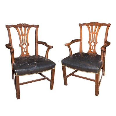 Lot 511 - Pair of Georgian Style Mahogany Armchairs