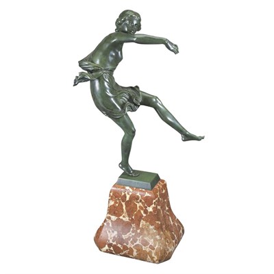 Lot 496 - Art Deco Green Patinated Bronze Figure of a...