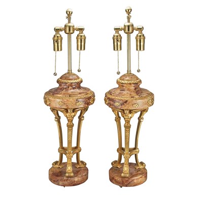 Lot 153 - Pair of Empire Style Gilt-Metal Mounted Marble...