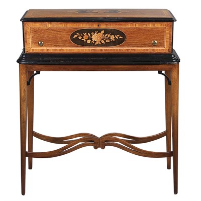 Lot 118 - Marquetry Inlaid Walnut and Parcel Ebonized...