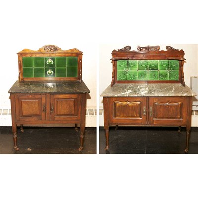 Lot 121 - Two Victorian Marble Top Mahogany Washstands...
