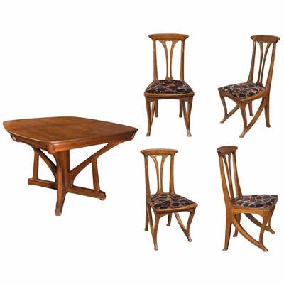 Lot 412 - French Art Nouveau Carved Oak Extension Dining...
