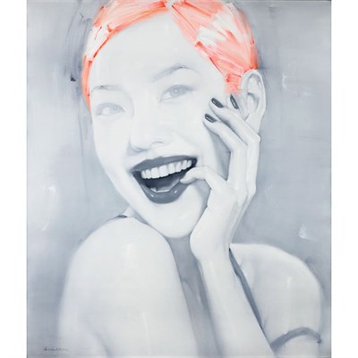 Lot 173 - Liu Hong Chinese, b. 1952 Lip Language Oil on...