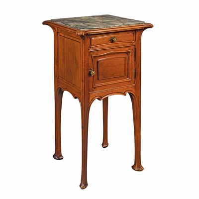Lot 415 - French Art Nouveau Carved Mahogany Bedside...
