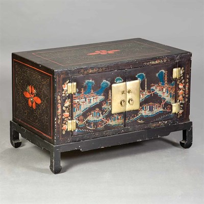 Lot 431 - Chinese Lacquered Two-Door Chest on Stand...