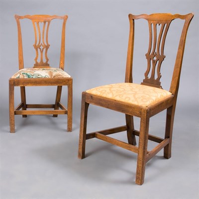 Lot 356 - Pair of Chippendale Maple and Walnut Side Chairs