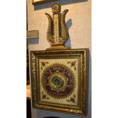Lot 418 - French Gilt and Painted Wood Barometer Height...