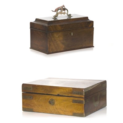 Lot 445 - George III Brass Bound Mahogany Letter Box;...