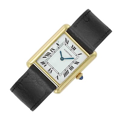 Lot 23 - Gentleman's Gold Tank Wristwatch, Cartier