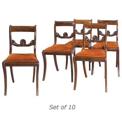 Lot 284 - Set of Ten Classical Style Mahogany Side Chairs