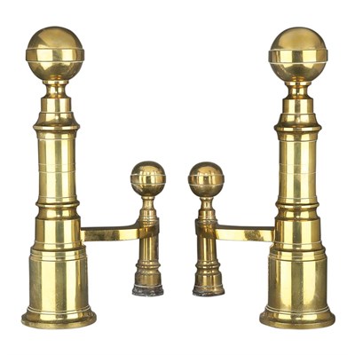 Lot 229 - Pair of Classical Brass Andirons Second...