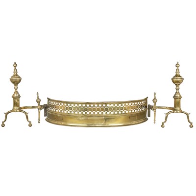 Lot 194 - Pair of Federal Brass Andirons 19th Century...