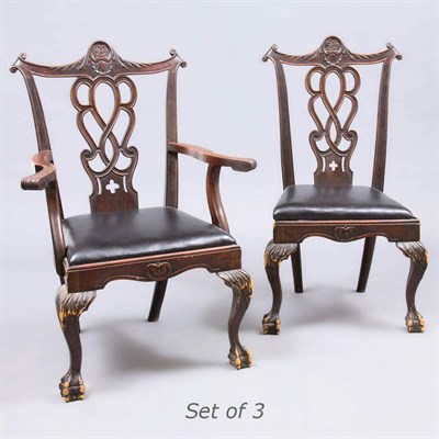 Lot 132 - Set of Three Colonial Revival Mahogany Dining...