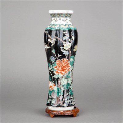 Lot 409 - Chinese Famille Verte Black Glazed Porcelain...
