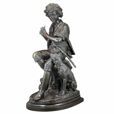 Lot 156 - Bronze Figure of a Shepherd Boy and Dog Cast...