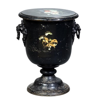 Lot 141 - Victorian Painted Tole Coal Bin Height 25 inches.