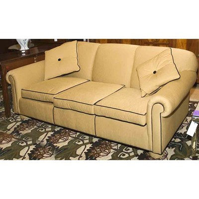Lot 381 - Upholstered Three-Seat Sofa Length 7 feet.