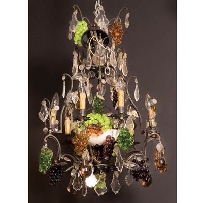 Lot 459 - Louis XV Style Metal and Glass Six-Light...