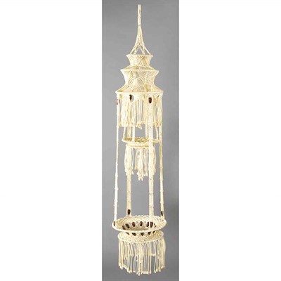 Lot 215 - Macrame Hanging Jardiniere Height 56 inches.