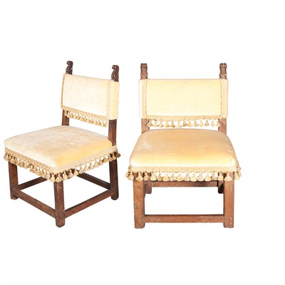 Lot 212 - Pair of Italian Renaissance Walnut Side Chairs...