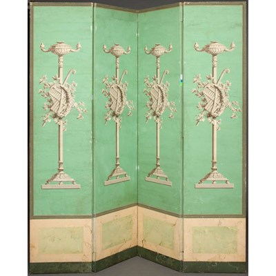 Lot 398 - French Neoclassical Four-Panel Wallpaper...