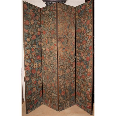 Lot 252 - English Needlework Four-Panel Screen 18th/19th...